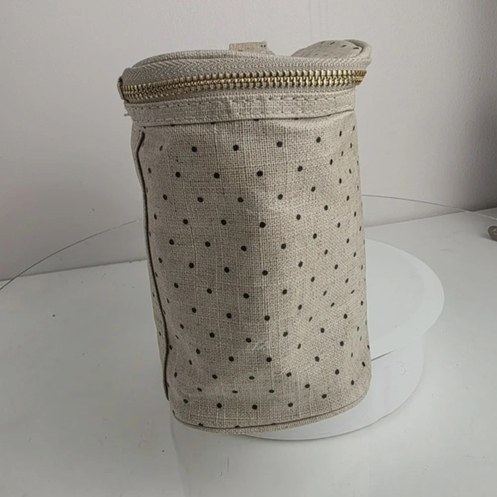 Kate Spade Out To Lunch Beige Insulated Polka Dot Lunch Box Tote‎ Zip Around Bag